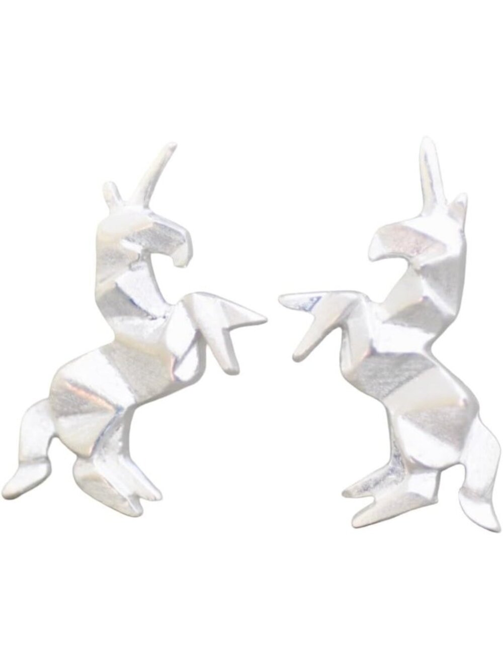 Sterling Silver 925 Origami Unicorn Earrings | Unique Handmade Jewelry Gift